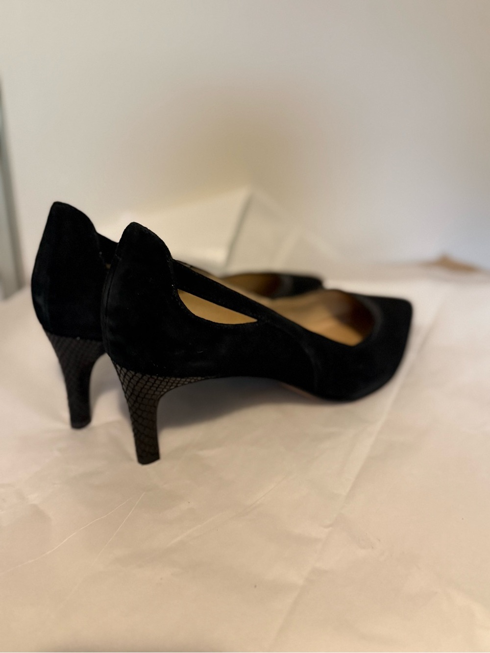 Franco Sarto “Deandra” Suede Pump with Textured Heel